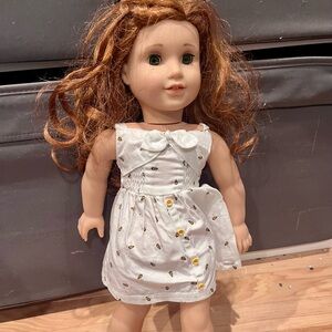 AMERICAN GIRL BALIR White Doll Dress with Bow and Bee Pattern